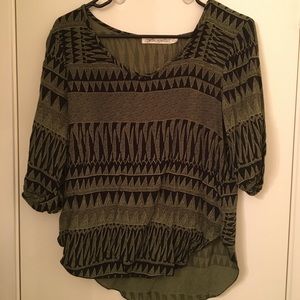 Green V neck blouse